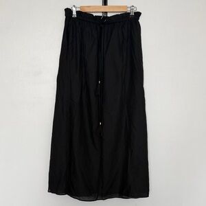 J. Crew Black Maxi Sheer Cotton Skirt with Tassel Drawstring